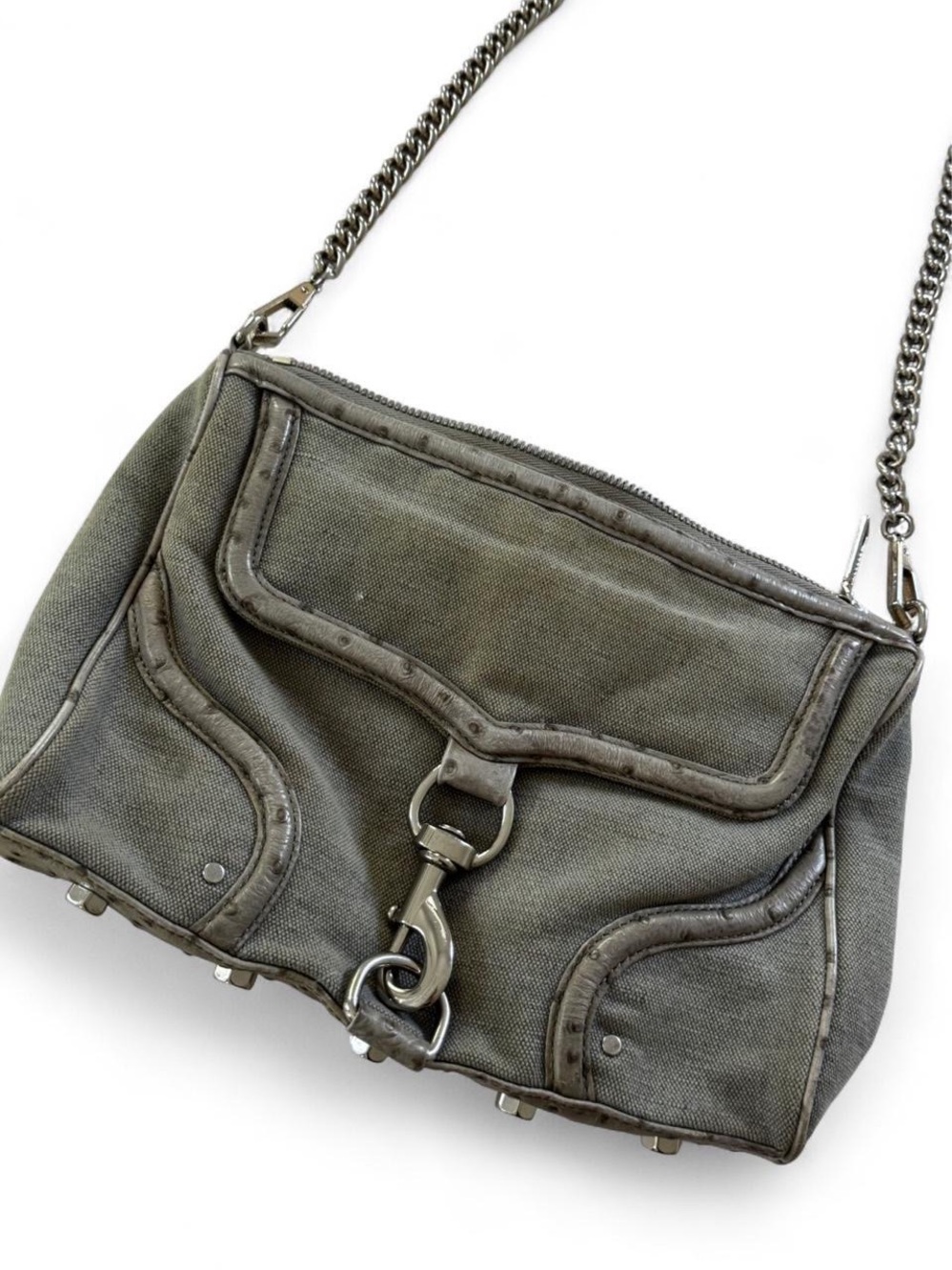 Classic grey Shoulder Bag with Chain Strap - Picture 4 of 6